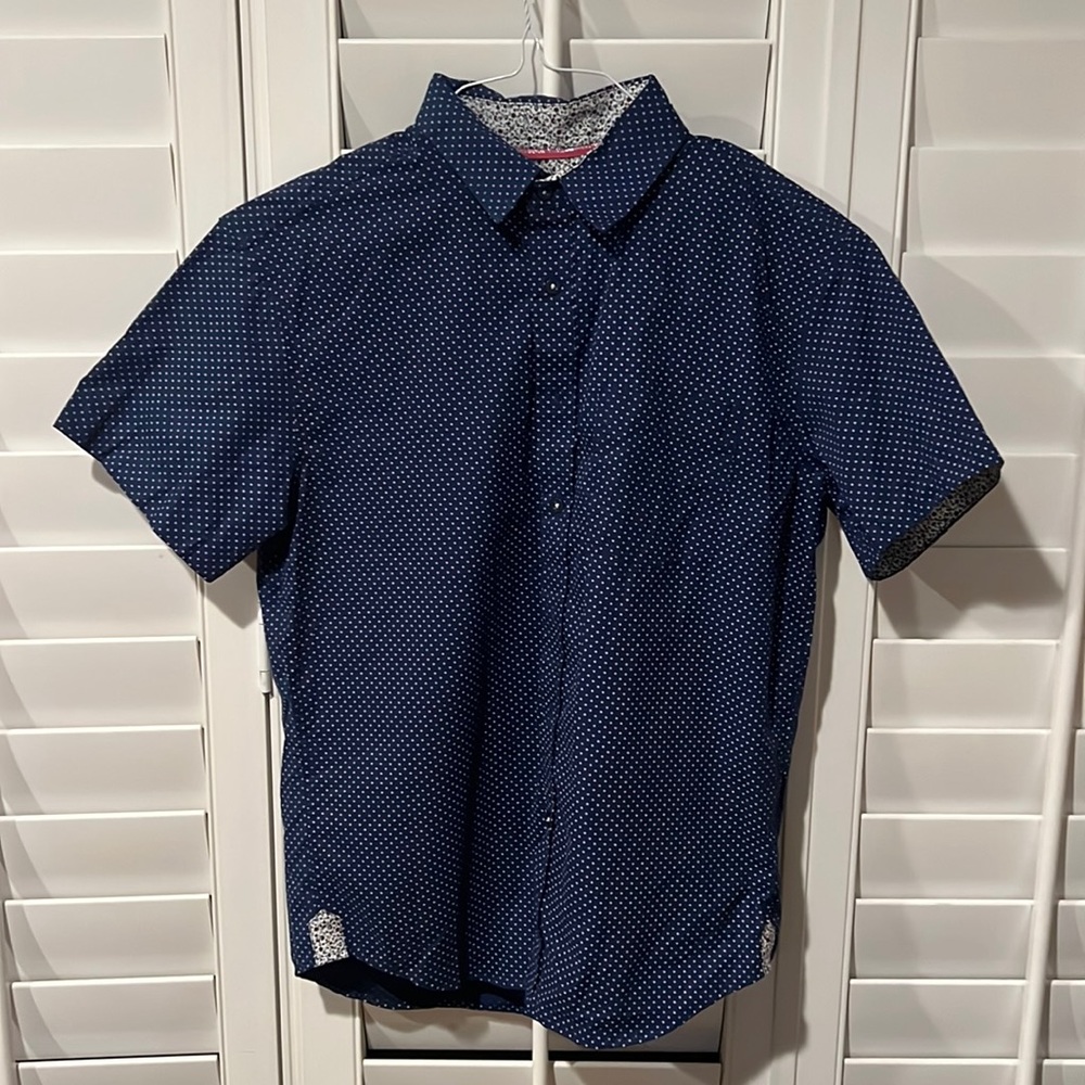 NWOT Light Dress Shirt / Navy Blue / Light Purple Dots / Size S